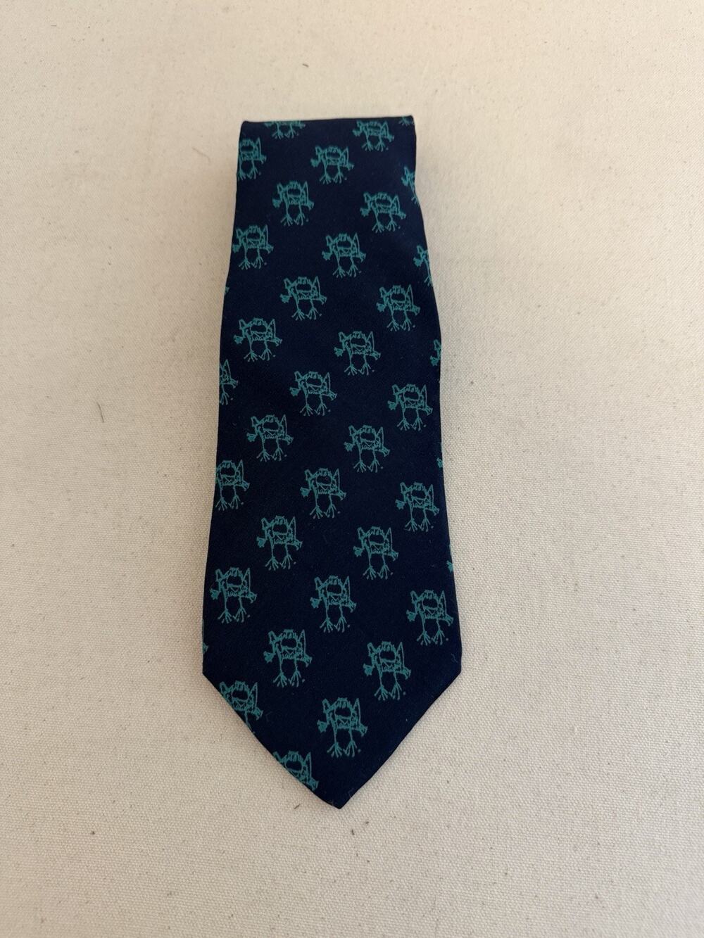 J Garcia Necktie by Stonehenge Ltd Navy w/Green Frogs NWT 100% Silk